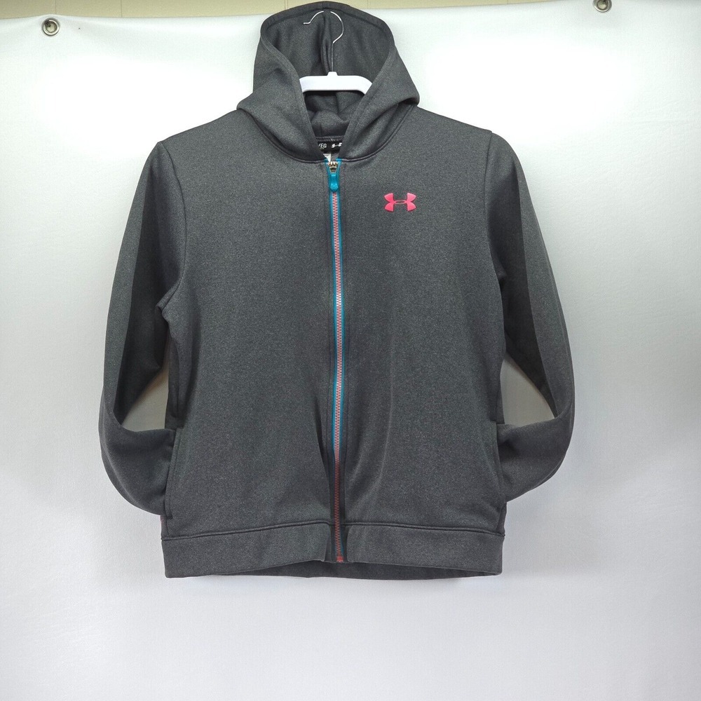 Under Armour Hoodie‎ Girls Y XL Full Zip Script Spellout Logo Kidcore Barbiecore
